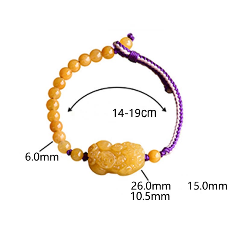 EverestArtstudios Golden Silk Jade Beads PiXiu Wealth Bracelet