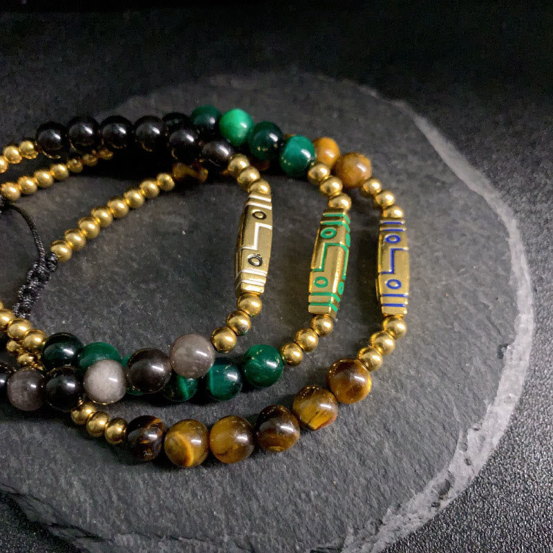 Buddha Stones Cute Bone Pattern Tiger Eye Courage Beads Bracelet