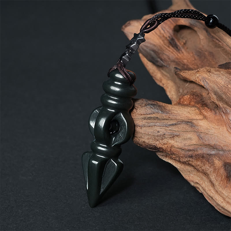 EverestArtstudios Tibetan Hetian Cyan Jade Pestle Vajra Dorje Star Harmony Necklace Pendant