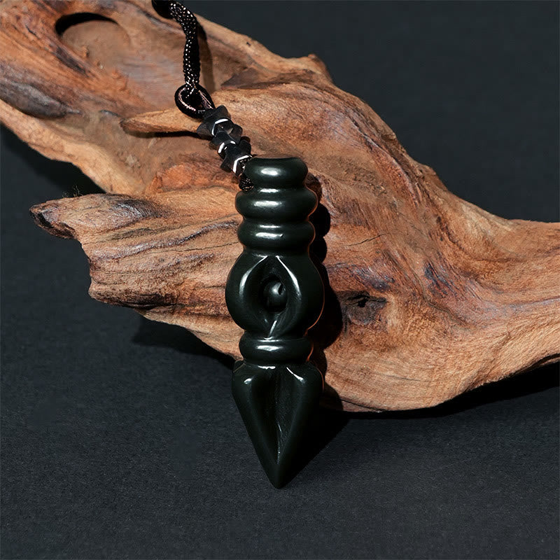 EverestArtstudios Tibetan Hetian Cyan Jade Pestle Vajra Dorje Star Harmony Necklace Pendant