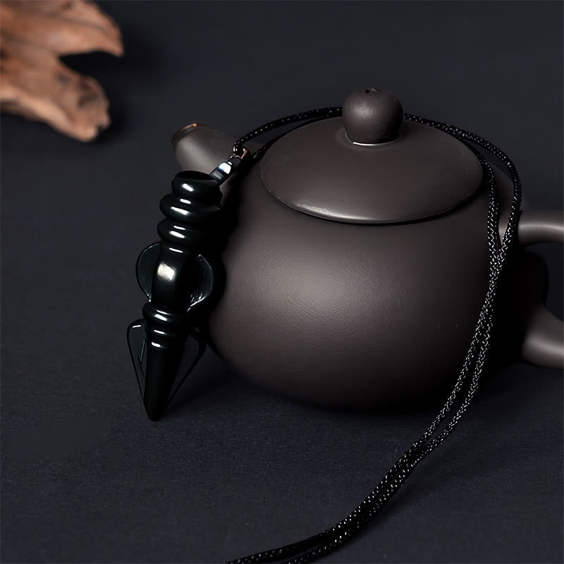 EverestArtstudios Tibetan Hetian Cyan Jade Pestle Vajra Dorje Star Harmony Necklace Pendant