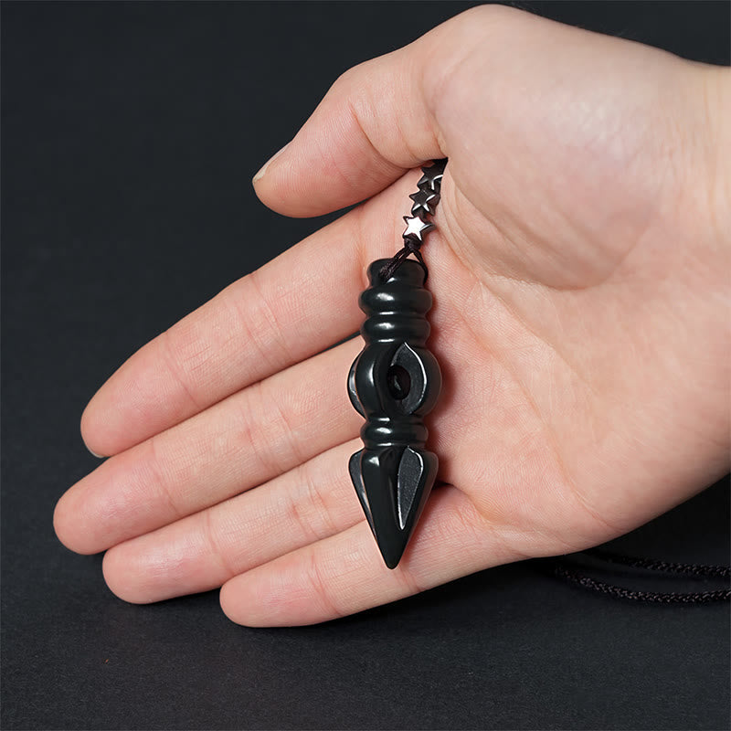 EverestArtstudios Tibetan Hetian Cyan Jade Pestle Vajra Dorje Star Harmony Necklace Pendant