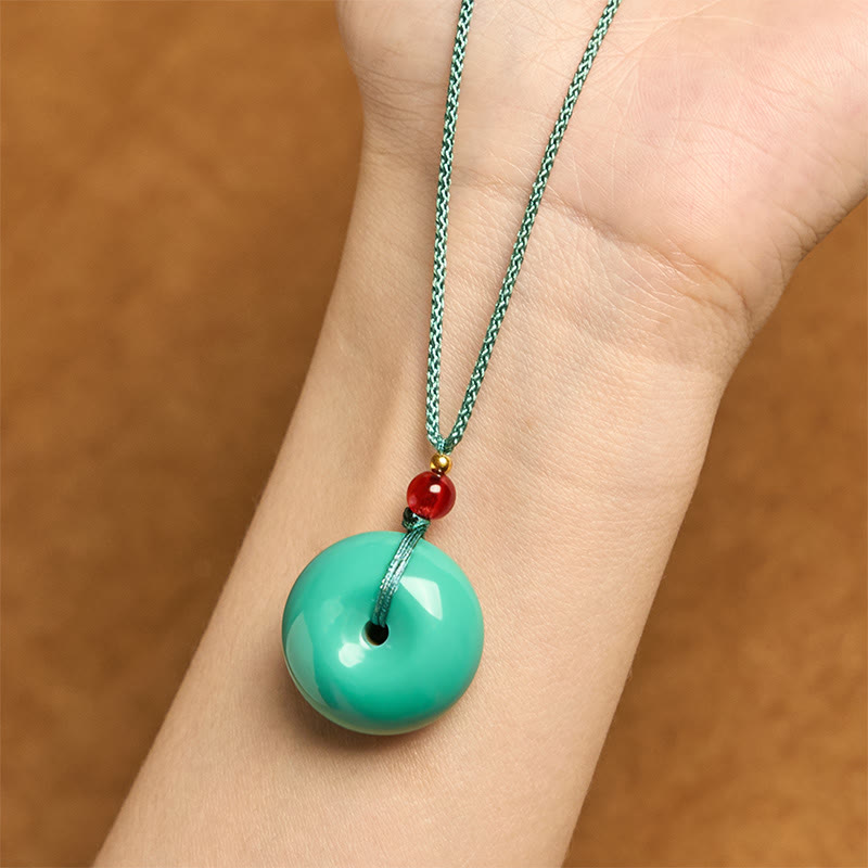 EverestArtStudios Turquoise Peace Buckle Rope Balance Necklace Pendant