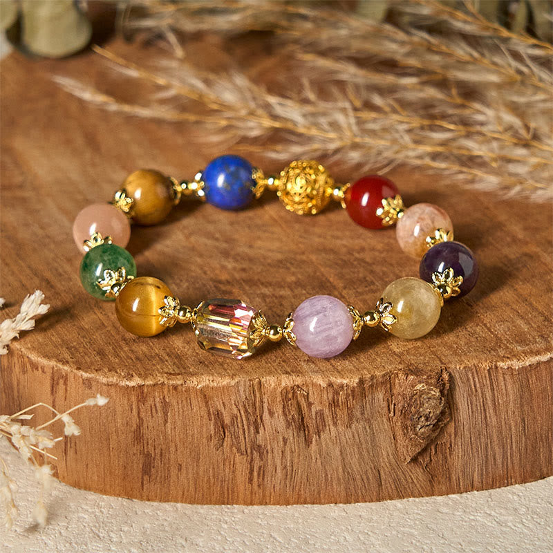 Buddha Stones Natural Dunhuang Colorful Beads Amethyst Lazurite Lapis Lazuli Balance Bracelet