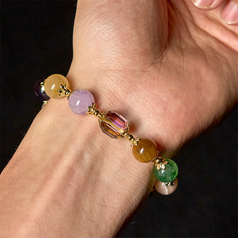 Buddha Stones Natural Dunhuang Colorful Beads Amethyst Lazurite Lapis Lazuli Balance Bracelet