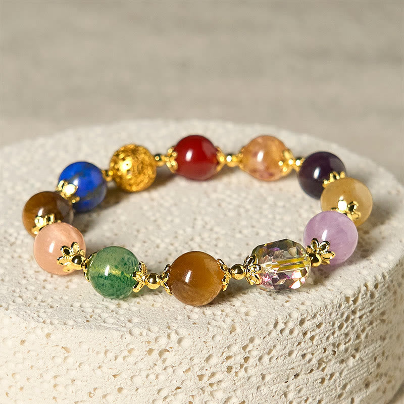 Buddha Stones Natural Dunhuang Colorful Beads Amethyst Lazurite Lapis Lazuli Balance Bracelet