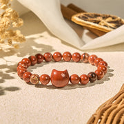 EverestArtStudios Faceless Cat Head Design Red Turquoise Luck Bracelet