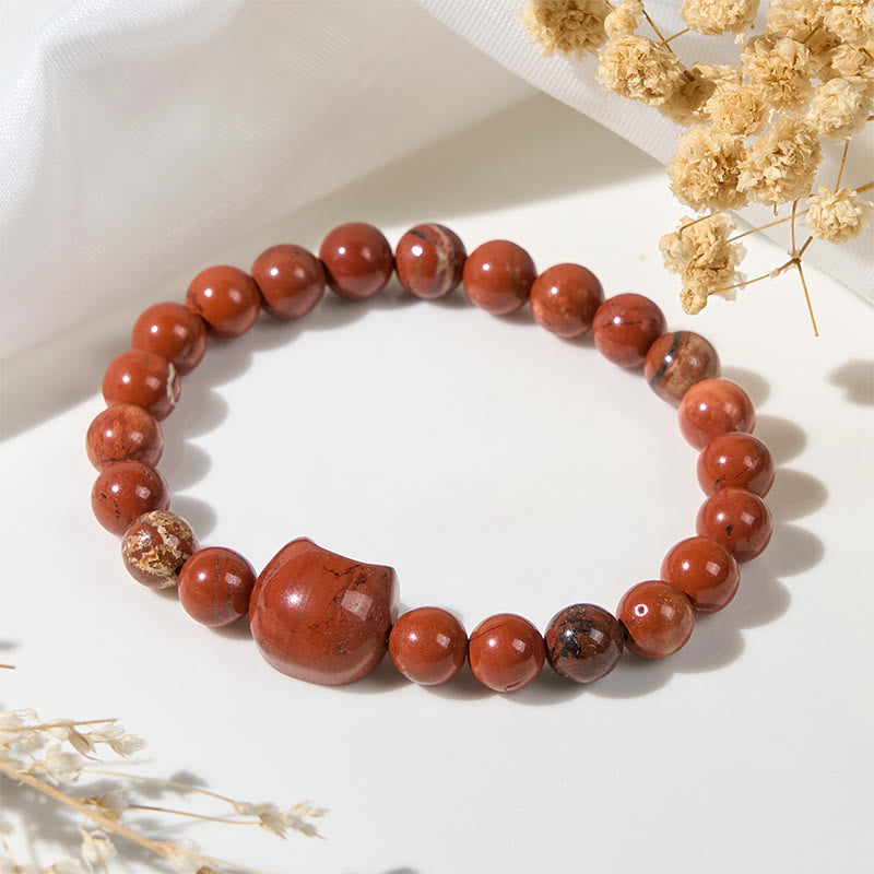 EverestArtStudios Faceless Cat Head Design Red Turquoise Luck Bracelet