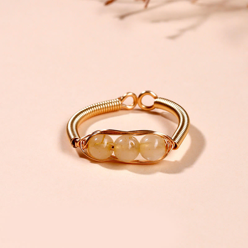 EverestArtstudios Natural Stone Bead Alloy Healing Open Ring