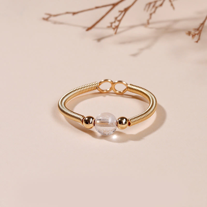 EverestArtstudios Natural Stone Bead Alloy Healing Open Ring