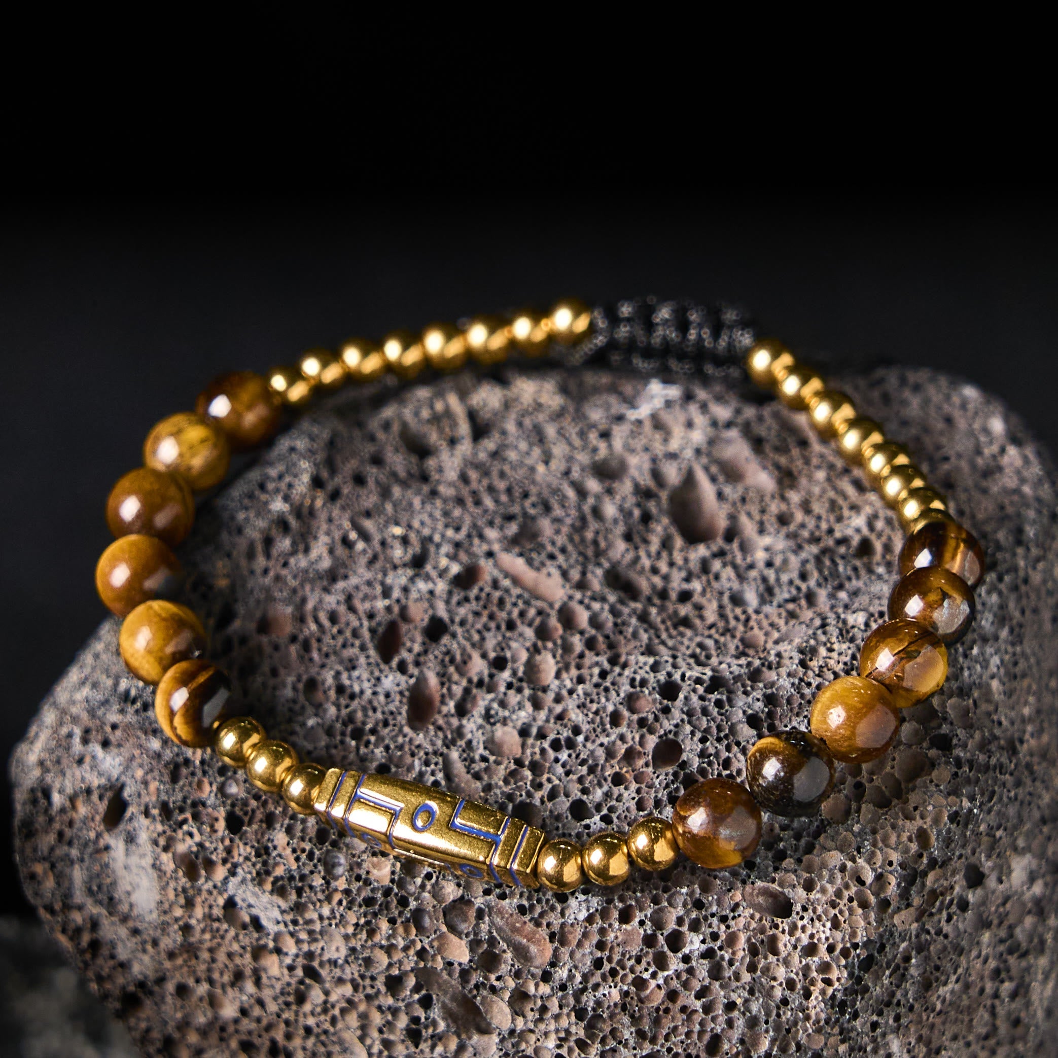 Buddha Stones Cute Bone Pattern Tiger Eye Courage Beads Bracelet