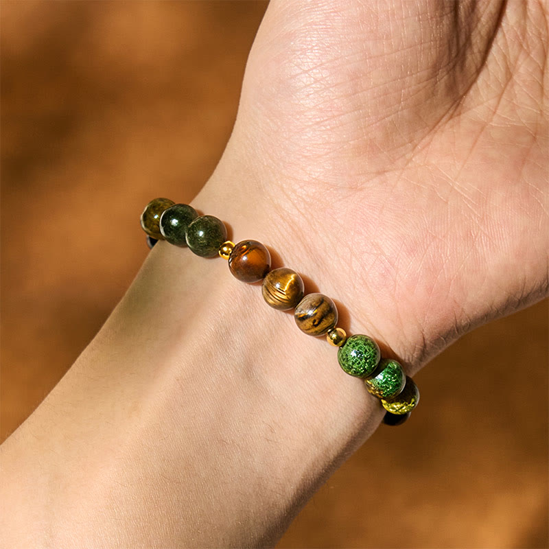 EverestArtStudios Turquoise Tiger Eye Beads Glass Balance Serenity Bracelet