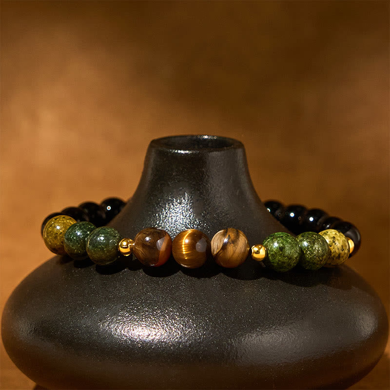 EverestArtStudios Turquoise Tiger Eye Beads Glass Balance Serenity Bracelet