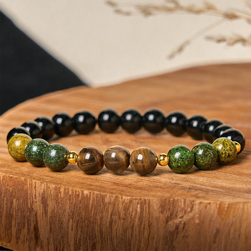 EverestArtStudios Turquoise Tiger Eye Beads Glass Balance Serenity Bracelet