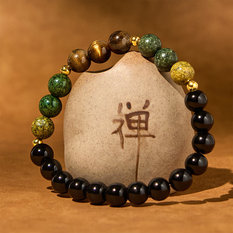 EverestArtStudios Turquoise Tiger Eye Beads Glass Balance Serenity Bracelet