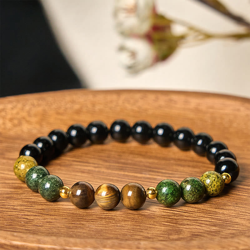 EverestArtStudios Turquoise Tiger Eye Beads Glass Balance Serenity Bracelet