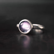 Buddha Stones Natural 925 Sterling Silver Amethyst Adjustable Balance Ring