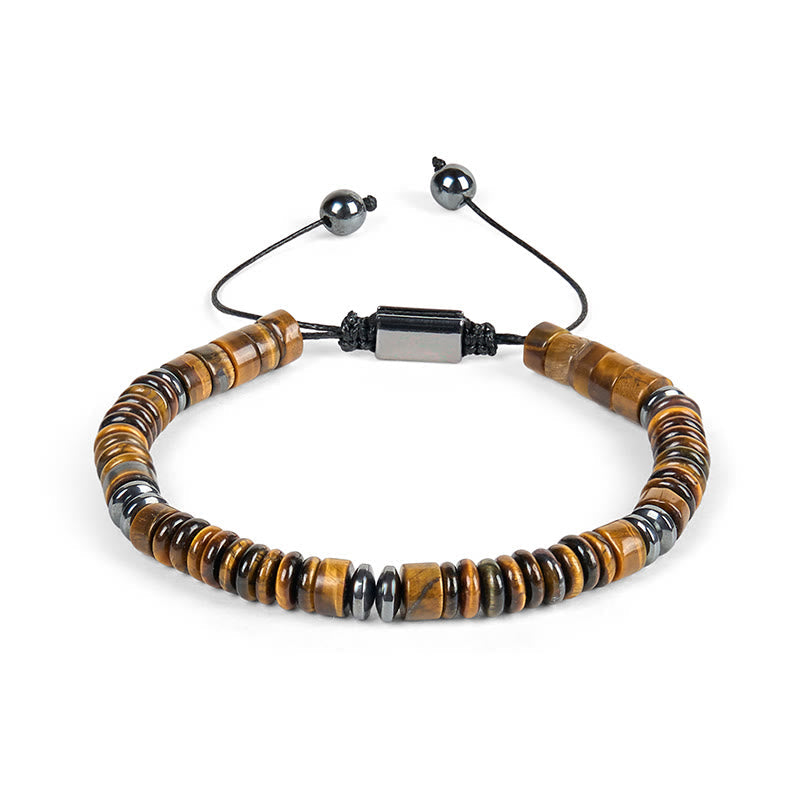 Buddha Stones Small Black Obsidian Green Aventurine Grey Jasper Tiger Eye Strength Rope Bracelet