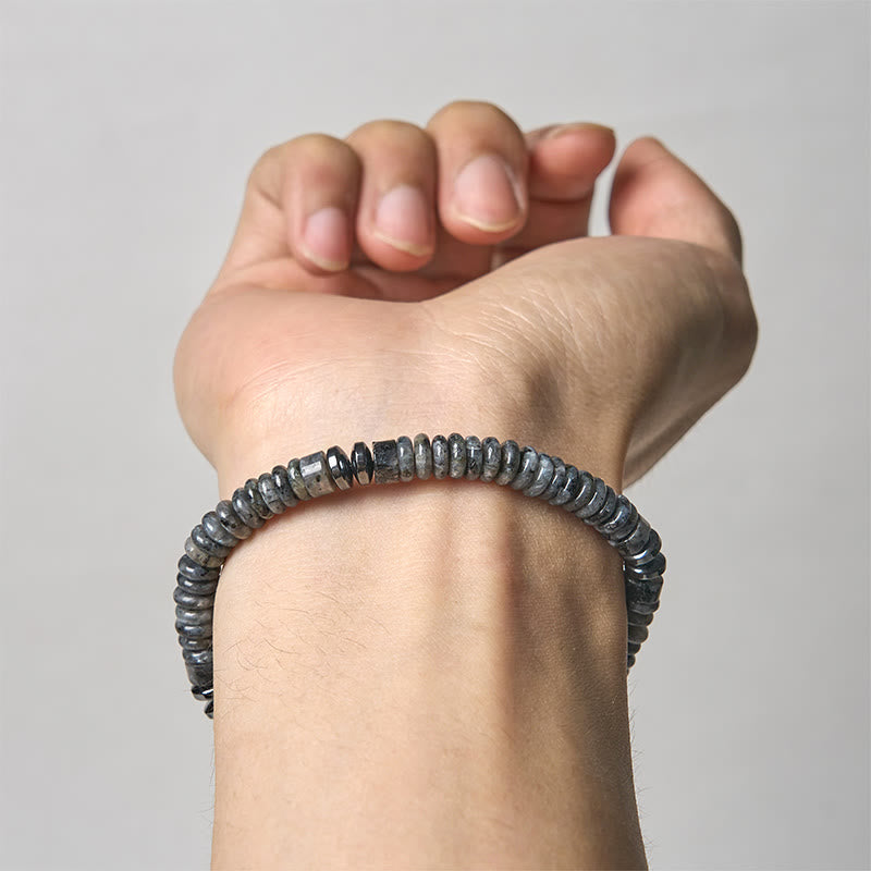 Buddha Stones Small Black Obsidian Green Aventurine Grey Jasper Tiger Eye Strength Rope Bracelet