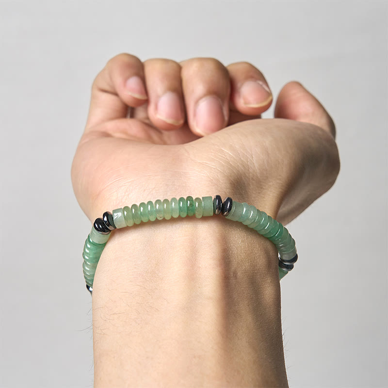 Buddha Stones Small Black Obsidian Green Aventurine Grey Jasper Tiger Eye Strength Rope Bracelet