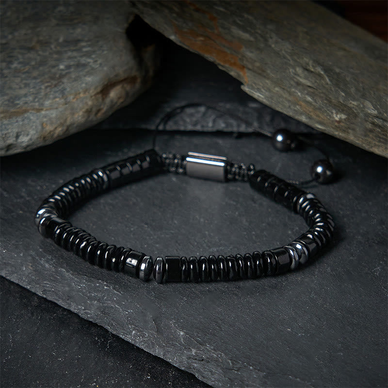 Buddha Stones Small Black Obsidian Green Aventurine Grey Jasper Tiger Eye Strength Rope Bracelet