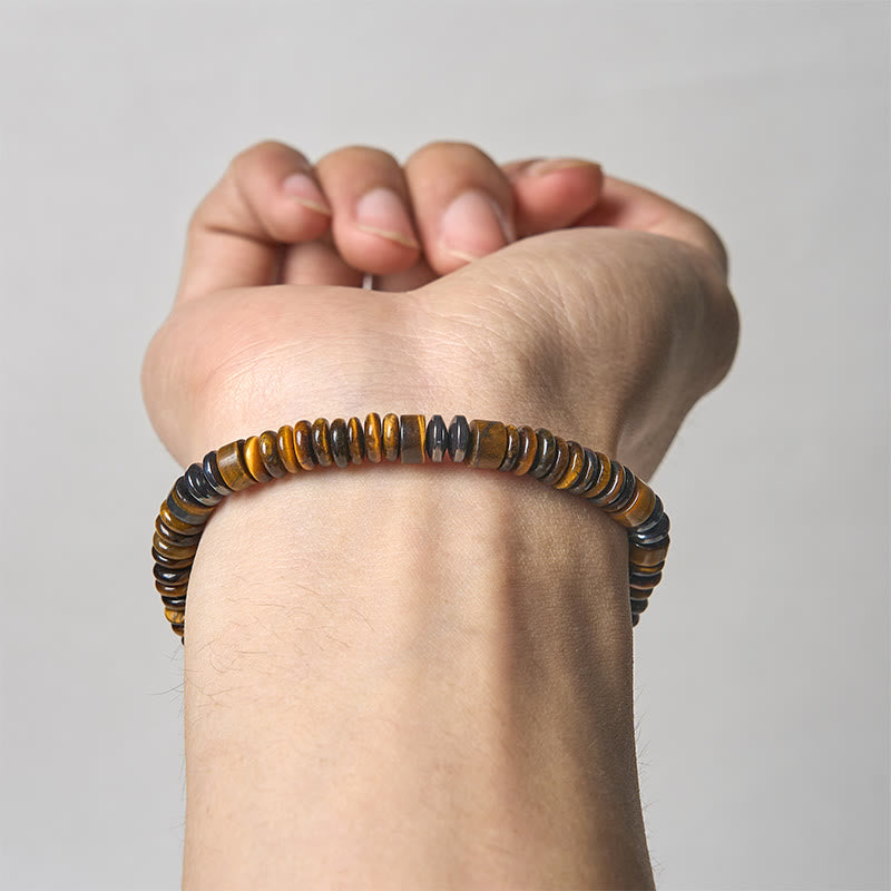Buddha Stones Small Black Obsidian Green Aventurine Grey Jasper Tiger Eye Strength Rope Bracelet
