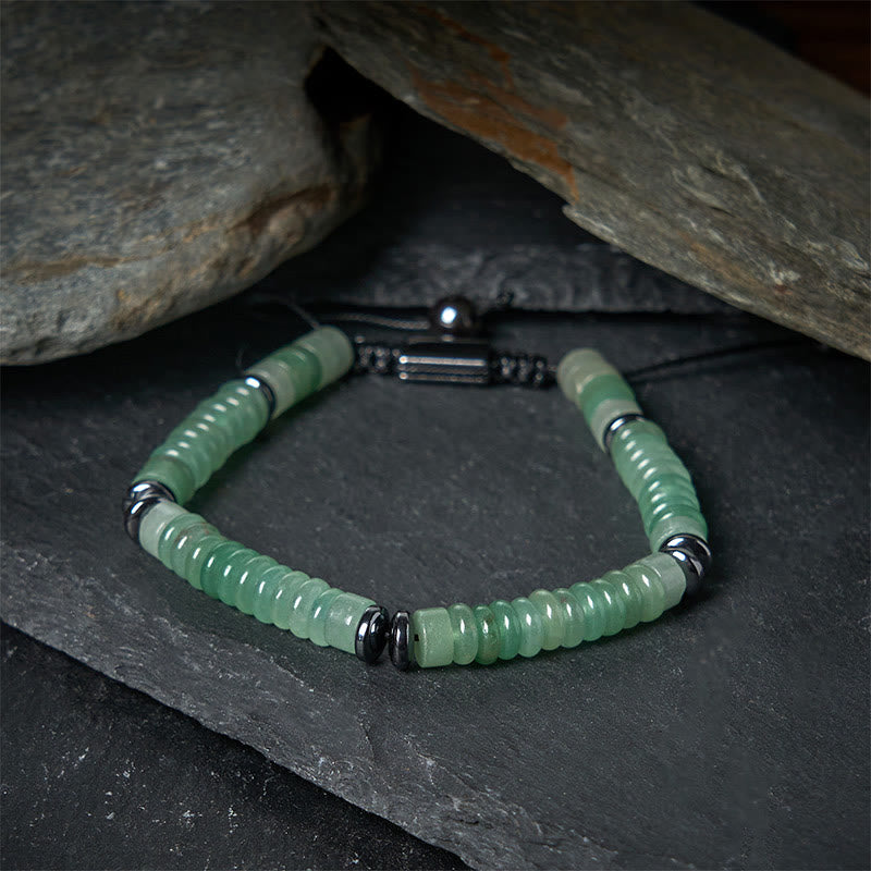 Buddha Stones Small Black Obsidian Green Aventurine Grey Jasper Tiger Eye Strength Rope Bracelet