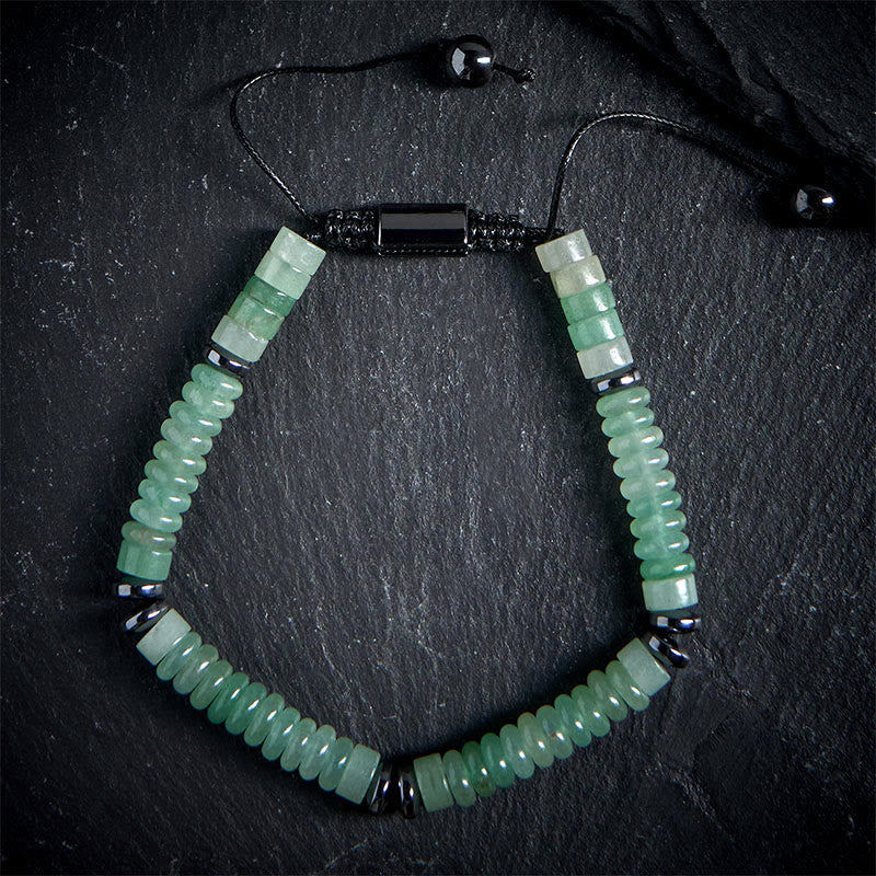 Buddha Stones Small Black Obsidian Green Aventurine Grey Jasper Tiger Eye Strength Rope Bracelet