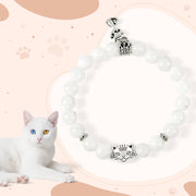 EverestArtstudios White Cat Natural White Chalcedony Bead Positive Bracelet