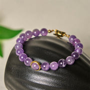 Buddha Stones Natural Amethyst Beads Balance Relieves Stress Buckle Bracelet