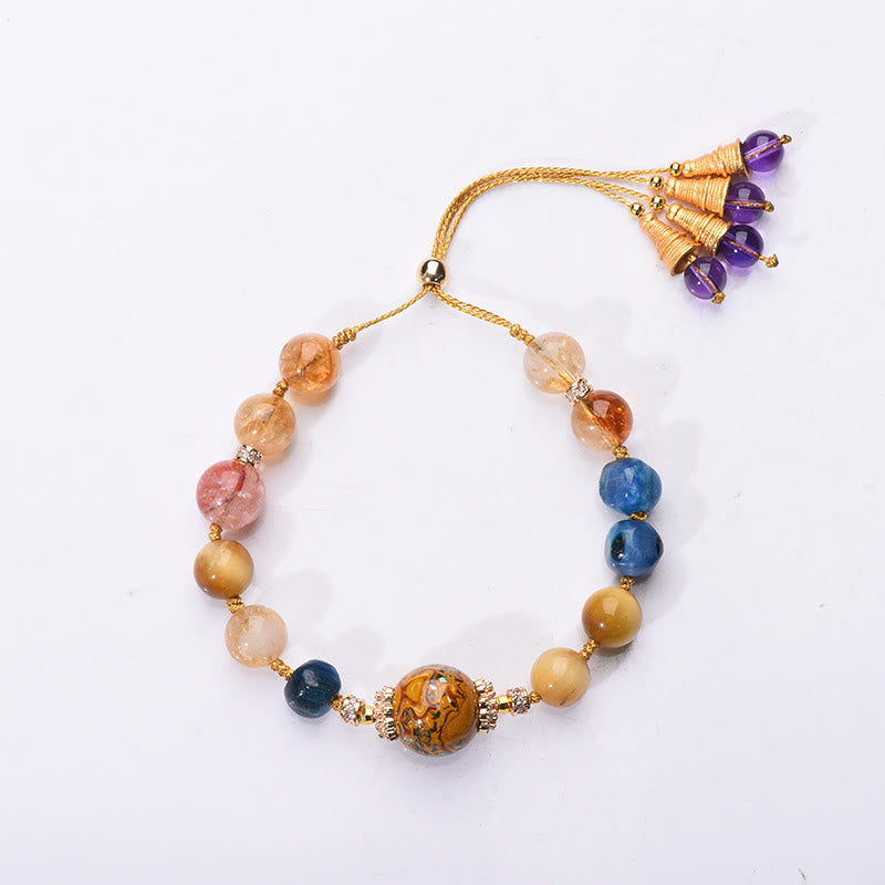 Buddha Stones Tibetan Lacquer Bead Hand-woven Various Crystals Power  Bracelet