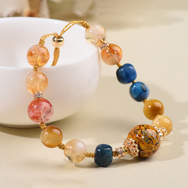 Buddha Stones Tibetan Lacquer Bead Hand-woven Various Crystals Power  Bracelet