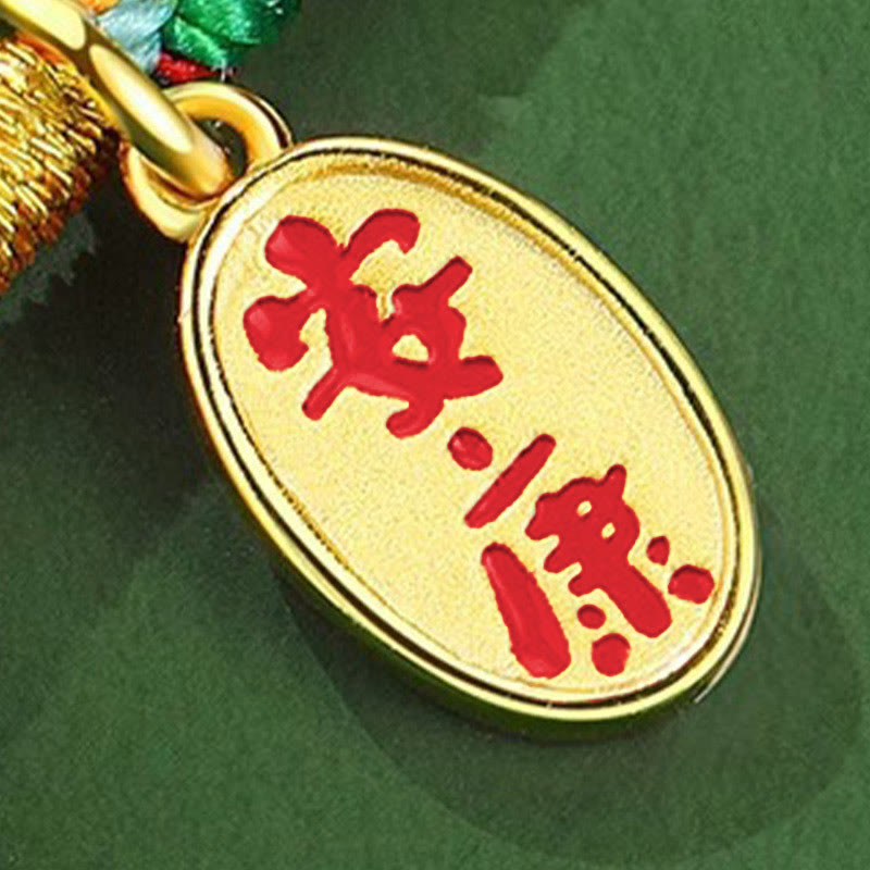 EverestArtstudios Handmade Peace Buckle Jade Prosperity 925 Sterling Silver Colorful Rope Bracelet
