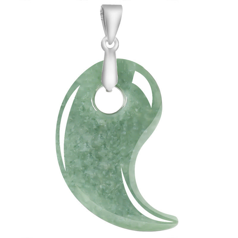 EverestArtstudios Teardrop Design Jade Titanium Steel Chain Necklace Luck Pendant