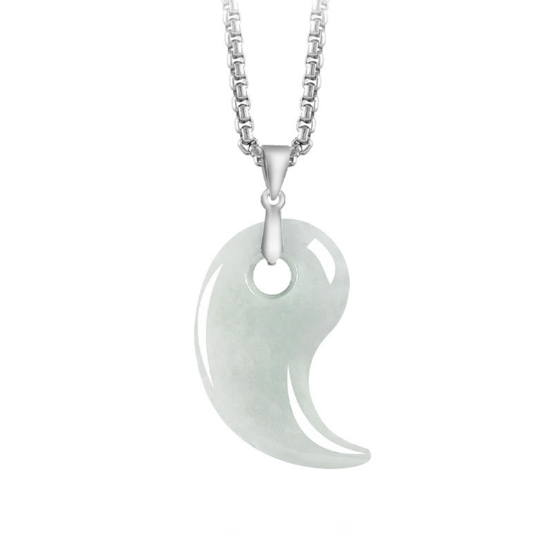 EverestArtstudios Teardrop Design Jade Titanium Steel Chain Necklace Luck Pendant