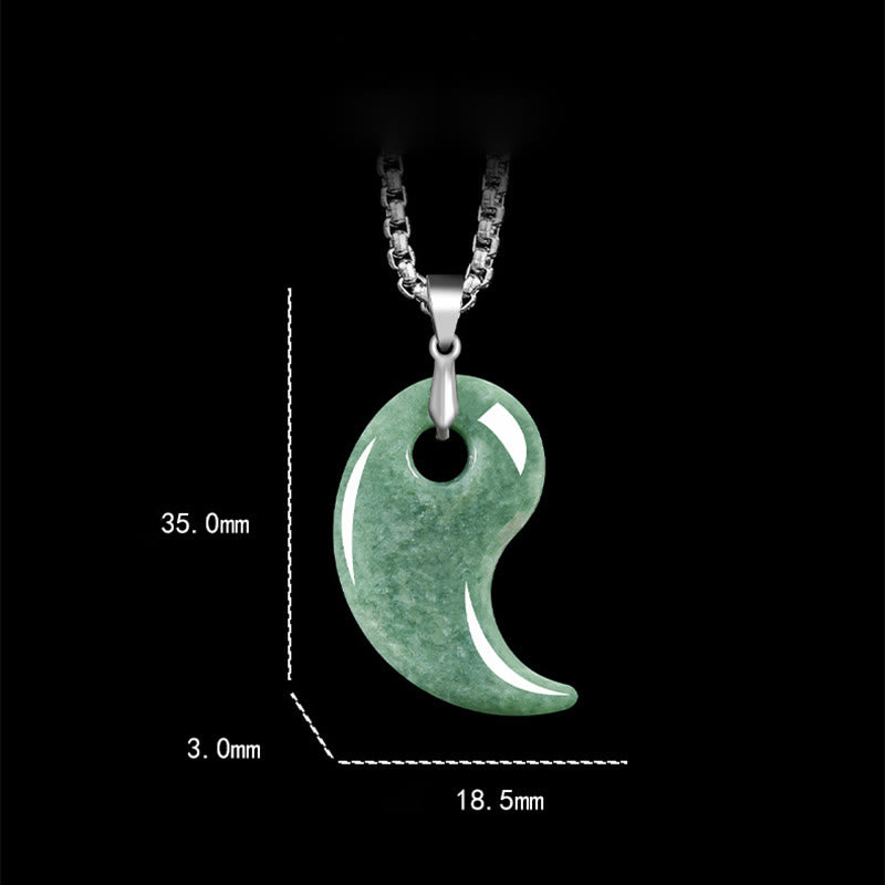 EverestArtstudios Teardrop Design Jade Titanium Steel Chain Necklace Luck Pendant
