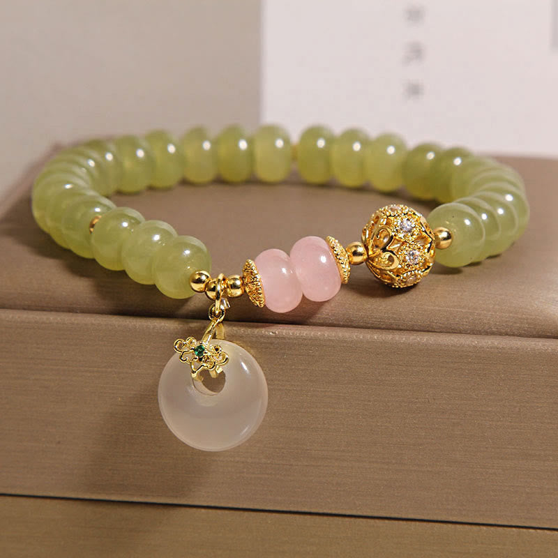 EverestArtstudios Natural Peace Buckle Meaning Jade Rose Quartz Luck Bracelet