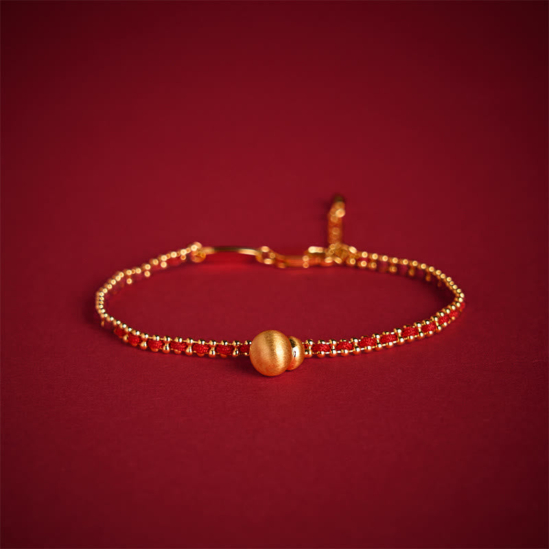 Buddha Stones Red String Copper Brass Gourd Strength Wealth Bracelet