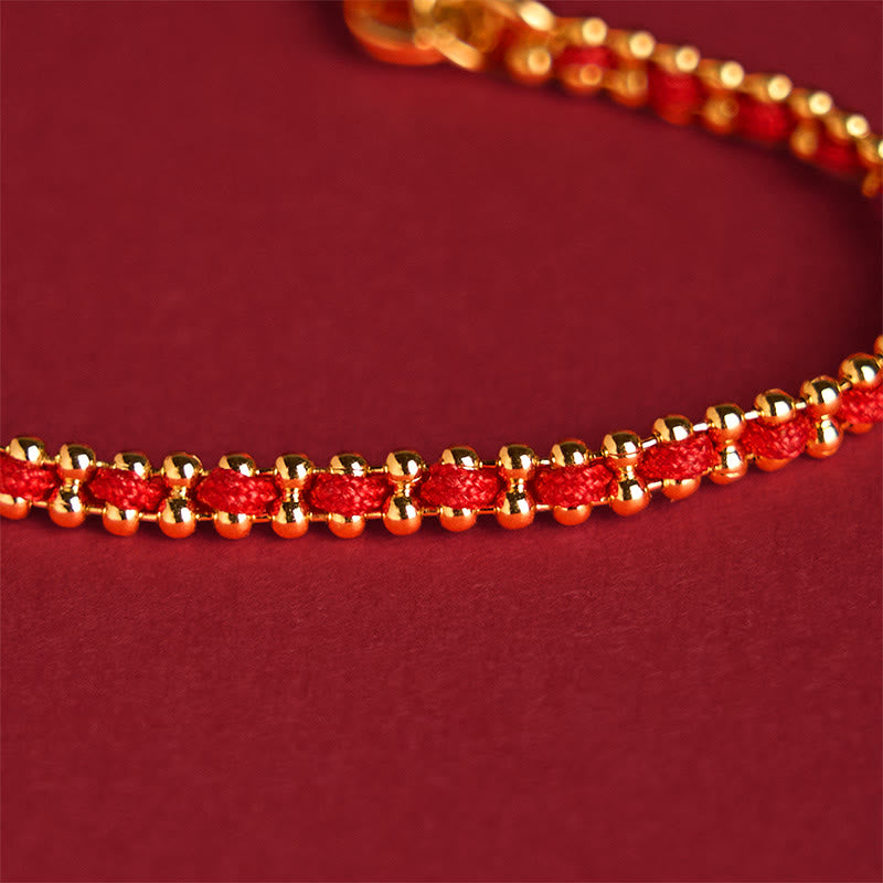 Buddha Stones Red String Copper Brass Gourd Strength Wealth Bracelet