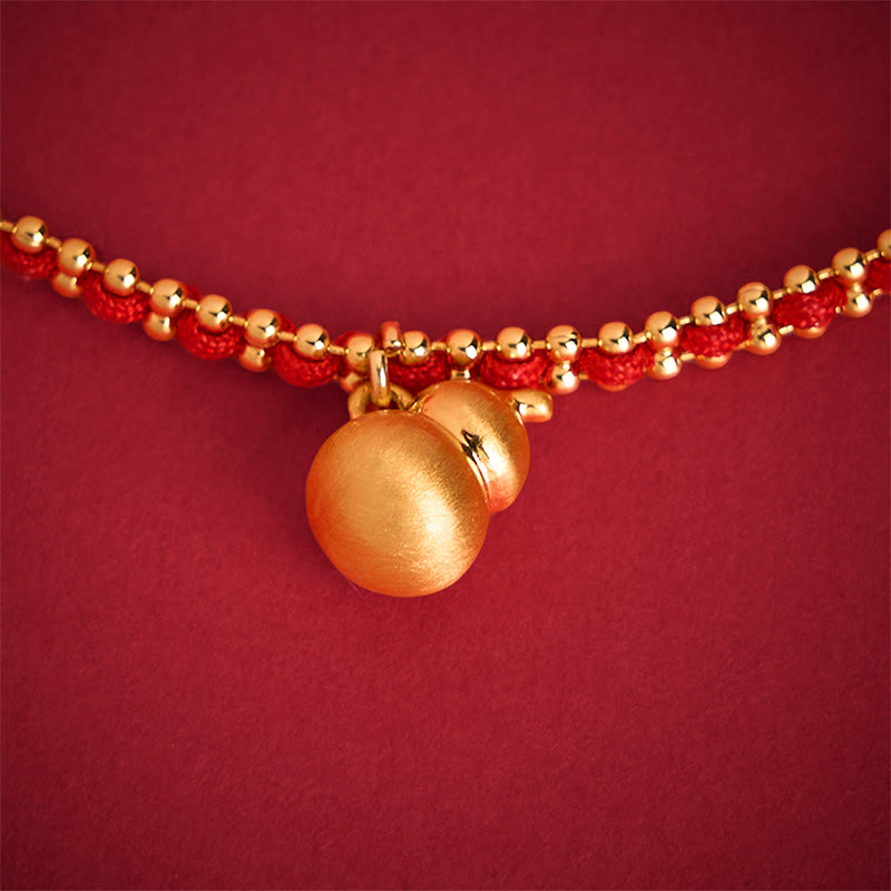 Buddha Stones Red String Copper Brass Gourd Strength Wealth Bracelet