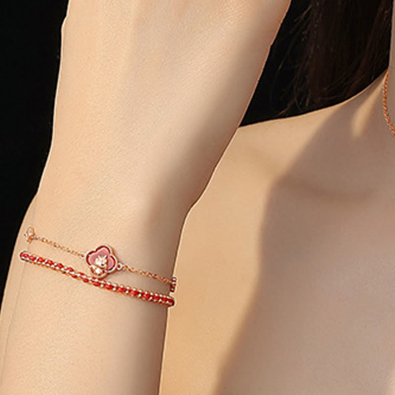 EverestArtstudios 925 Sterling Silver Year Of The Horse Red Agate Hetian Jade Confidence Bracelet