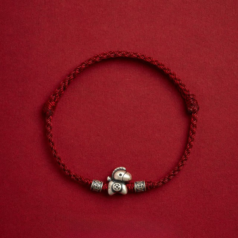 EverestArtstudios Year of the Horse 999 Sterling Silver String Braided Protection Bracelet