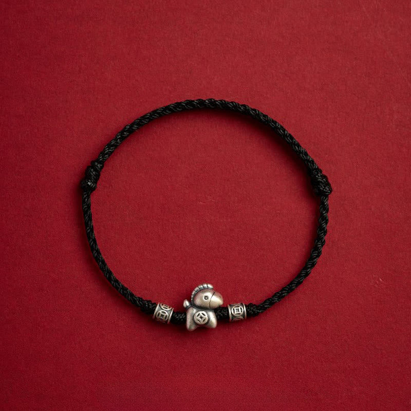 EverestArtstudios Year of the Horse 999 Sterling Silver String Braided Protection Bracelet