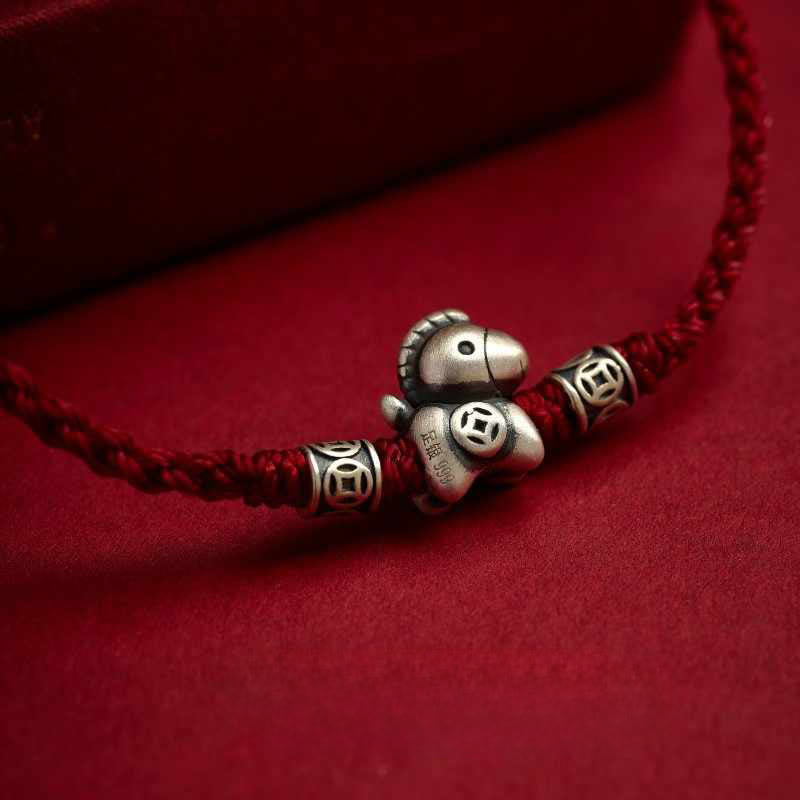 EverestArtstudios Year of the Horse 999 Sterling Silver String Braided Protection Bracelet