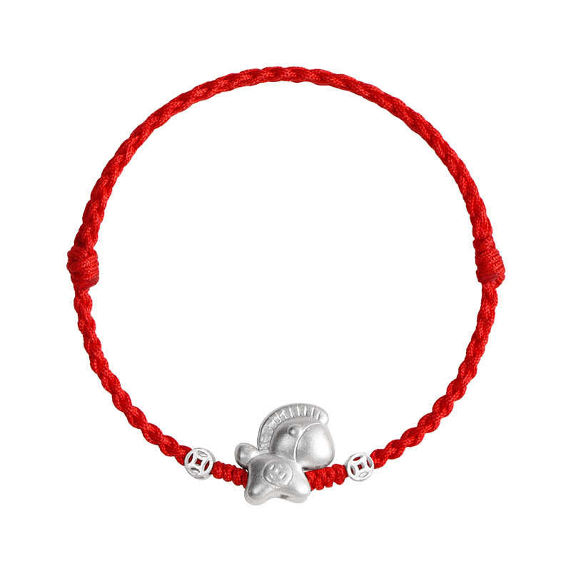 Buddha Stones Year of the Horse 999 Sterling Silver Copper Coins Luck Rope Braided Bracelet Anklet