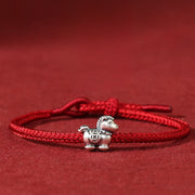 EverestArtstudios Year of the Horse 999 Sterling Silver Red String Copper Coins Braided Luck Bracelet