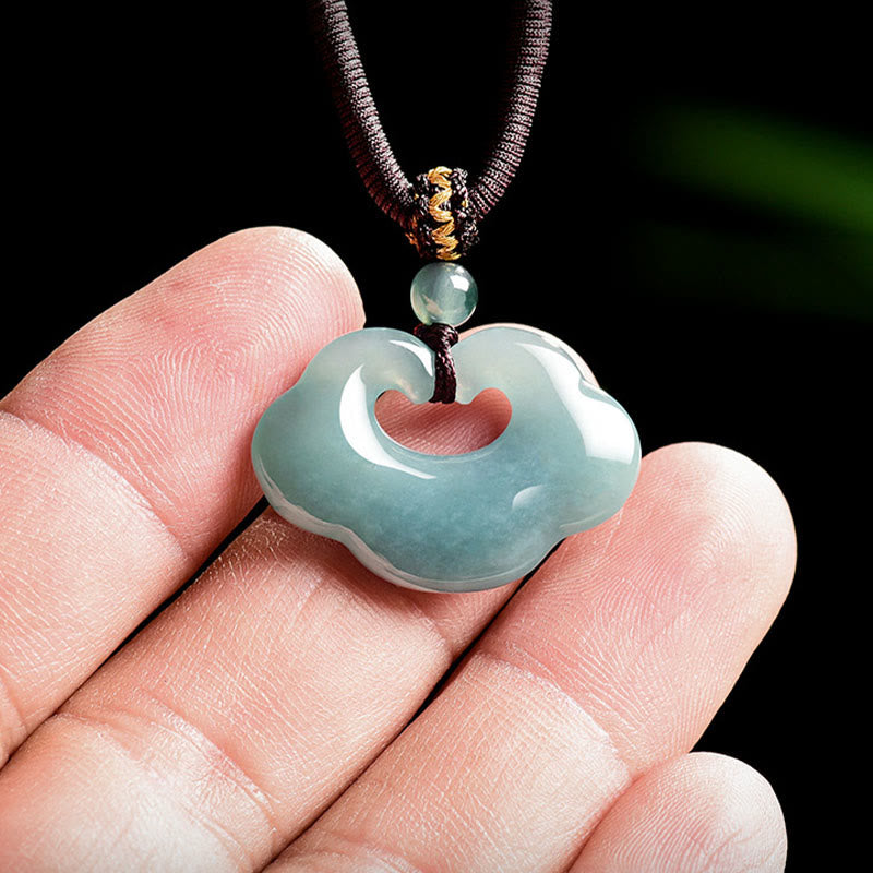 EverestArtstudios Auspicious Ruyi Jade Luck Necklace String Pendant