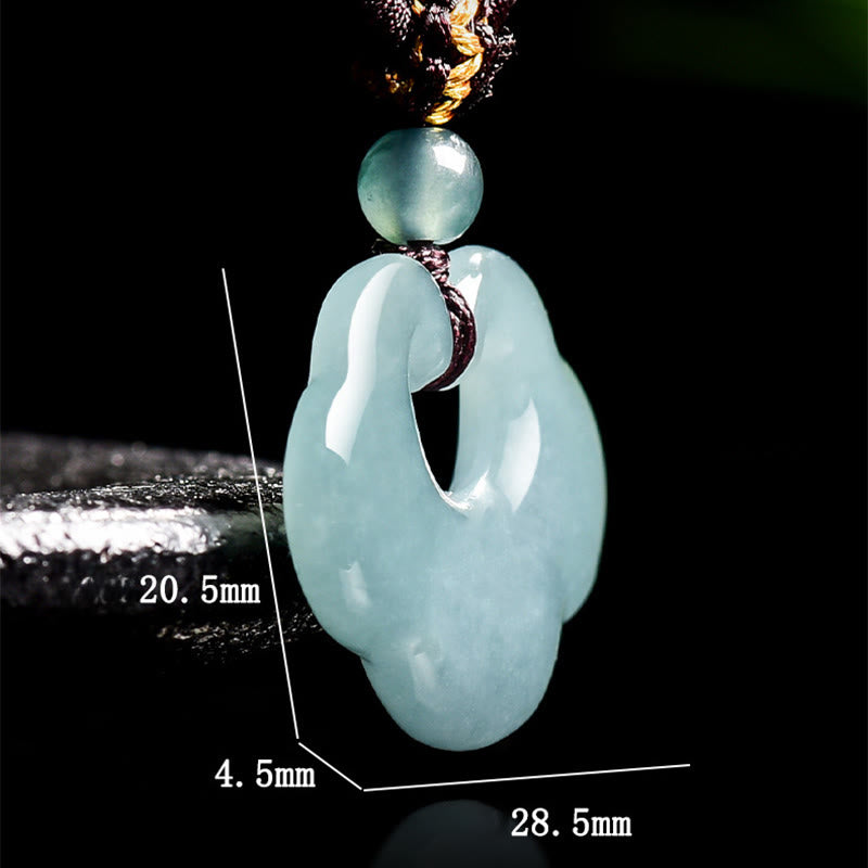 EverestArtstudios Auspicious Ruyi Jade Luck Necklace String Pendant
