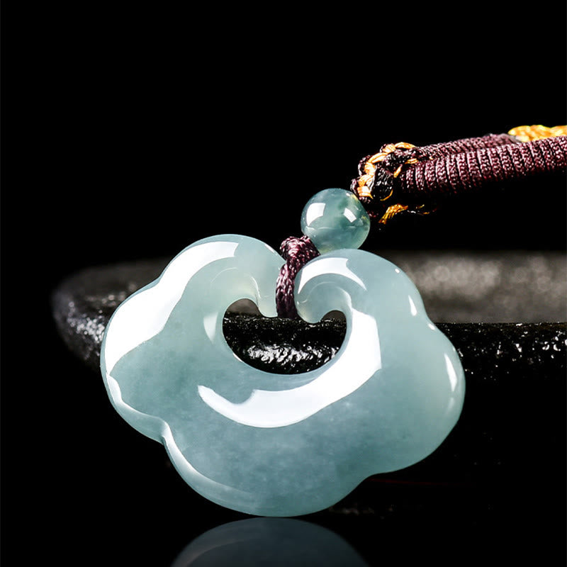 EverestArtstudios Auspicious Ruyi Jade Luck Necklace String Pendant