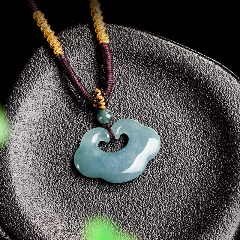 EverestArtstudios Auspicious Ruyi Jade Luck Necklace String Pendant